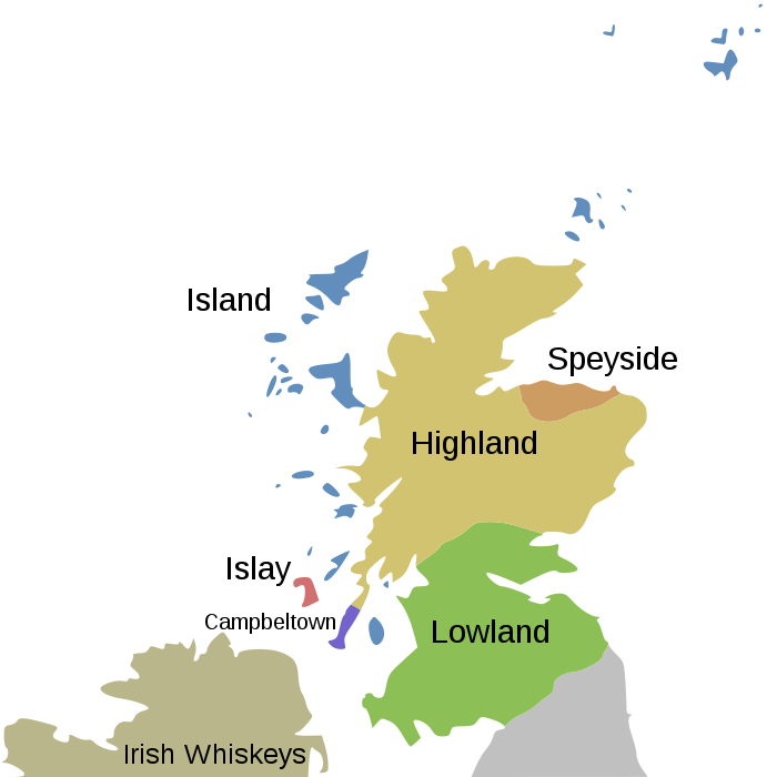Scottish Scotch Whisky regions map