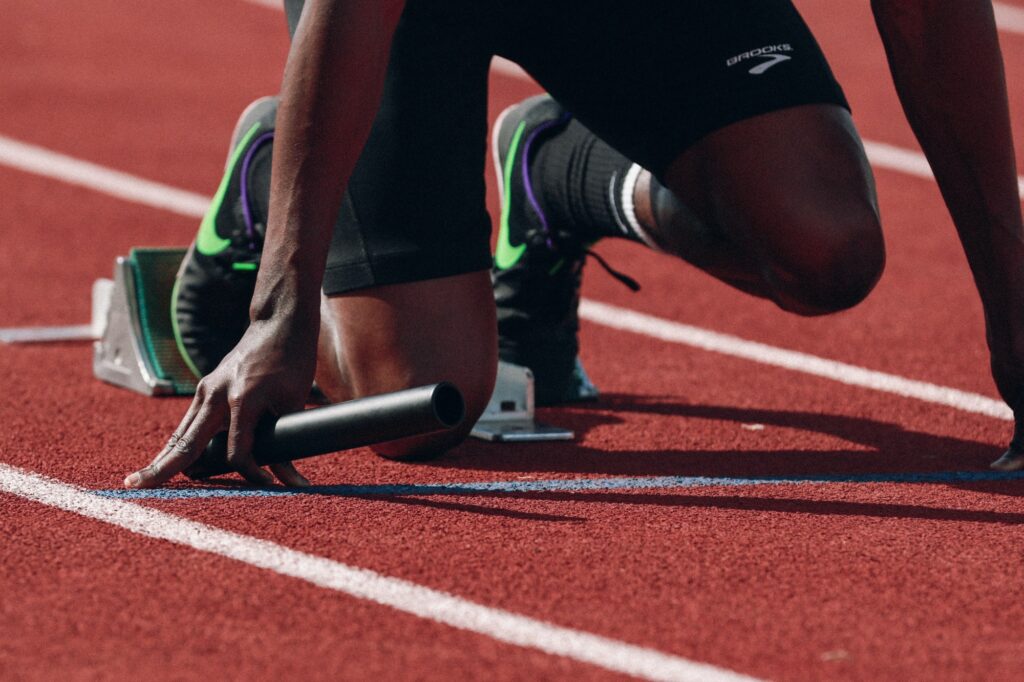 An athlete getting ready for a race