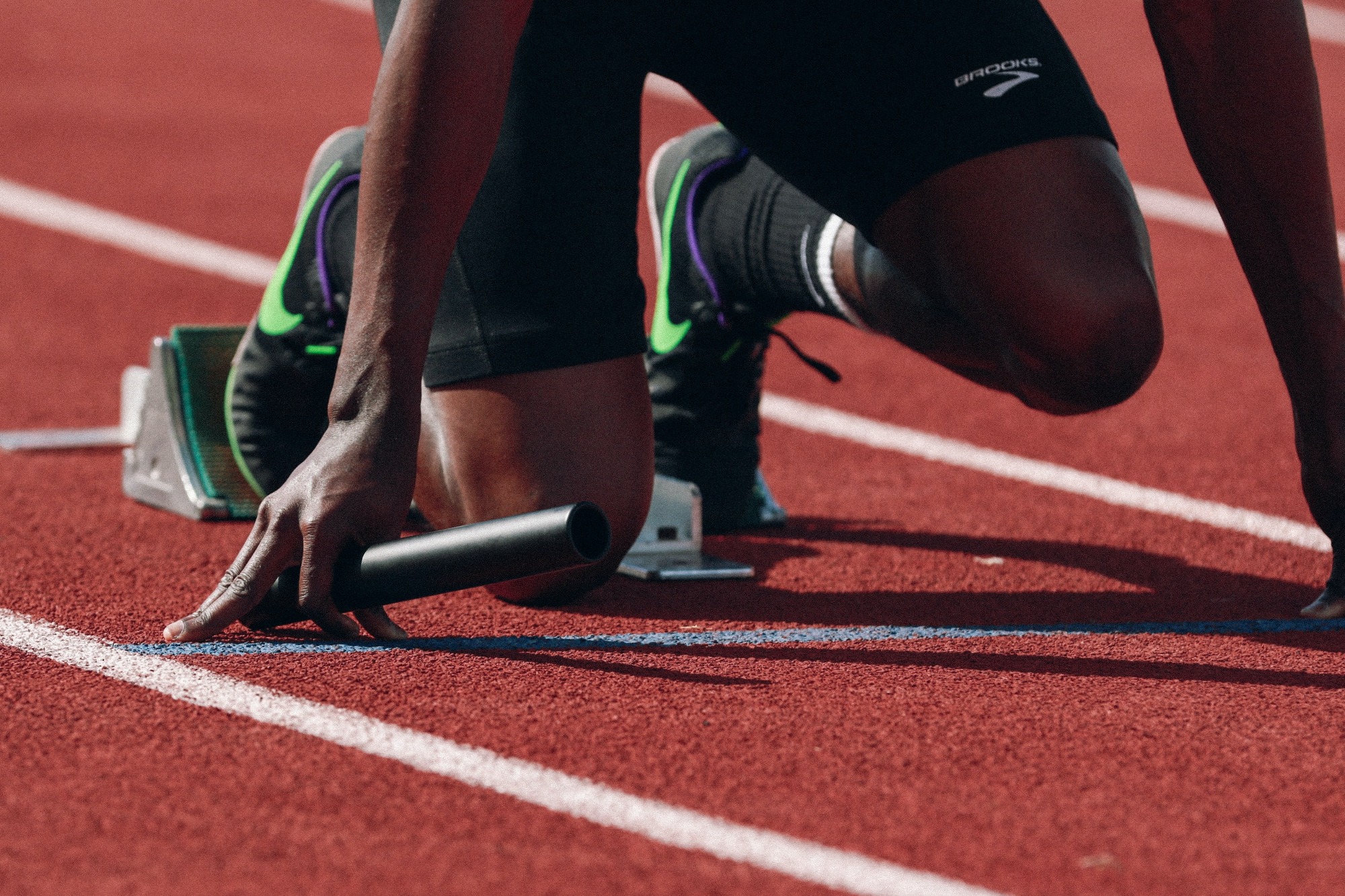 An athlete getting ready for a race