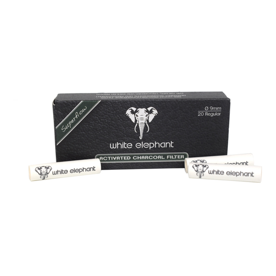 White Elephant 20 Activated Charcoal Pipe Filters 9mm - Single Pack