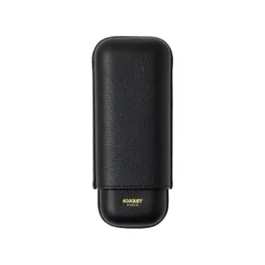 Bosquet Paris Black Grained Calf Leather Cigar Case - 2 Cigars