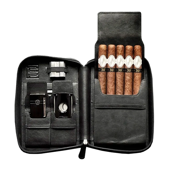 Project Carbon Midnight Black Leather Travel Case - 5 Cigars - Image 3