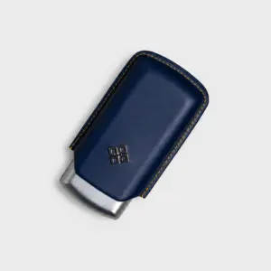Alestimo Blue and Silver Leather and Metal Cigar Case - 2 Toro