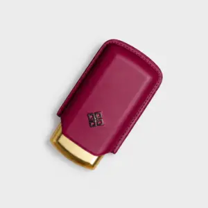 Alestimo Red and Gold Leather and Metal Cigar Case - 2 Toro