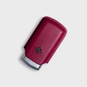 Alestimo Red and Silver Leather and Metal Cigar Case - 2 Toro