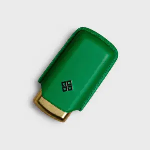 Alestimo Green and Gold Leather and Metal Cigar Case - 2 Toro