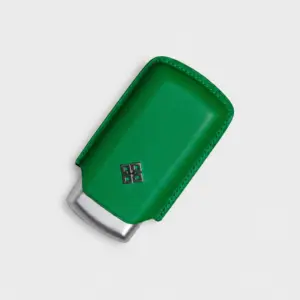 Alestimo Green and Silver Leather and Metal Cigar Case - 2 Toro