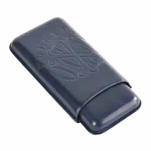 OpusX Society Dark Blue Leather 3 Cigars Case